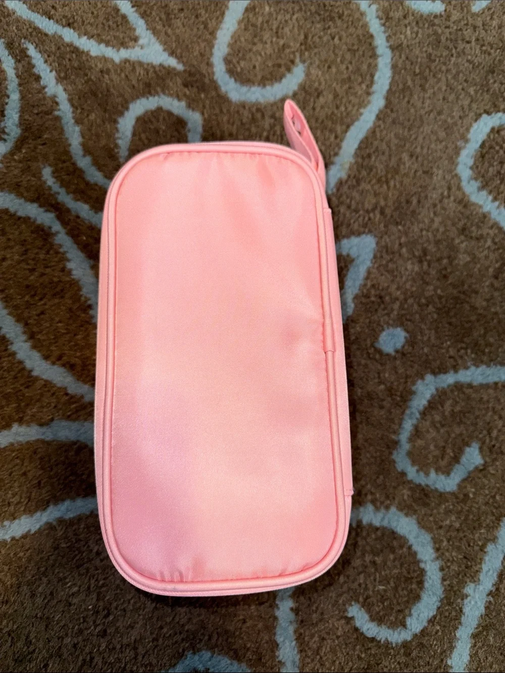 Pink Makeup Organizer Pouch with V Initial